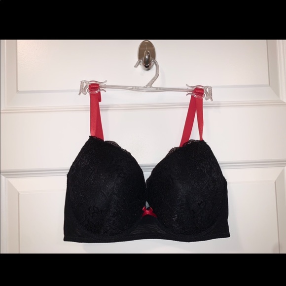 Lace Bra Size 38 C Black/Red - Picture 1 of 4